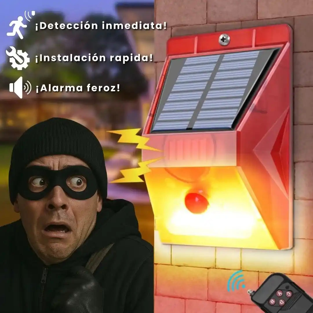 ALARMA SOLAR CON SONIDO Y CONTROL REMOTO